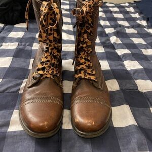 Steve Madden Leather Boots with Animal Print Laces